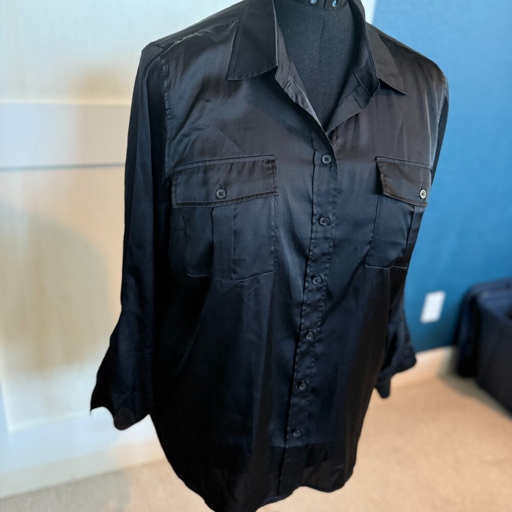 Talbots - Black silky blouse